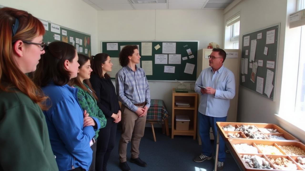 Visita guiada na aula ambiental con mostras de residuos