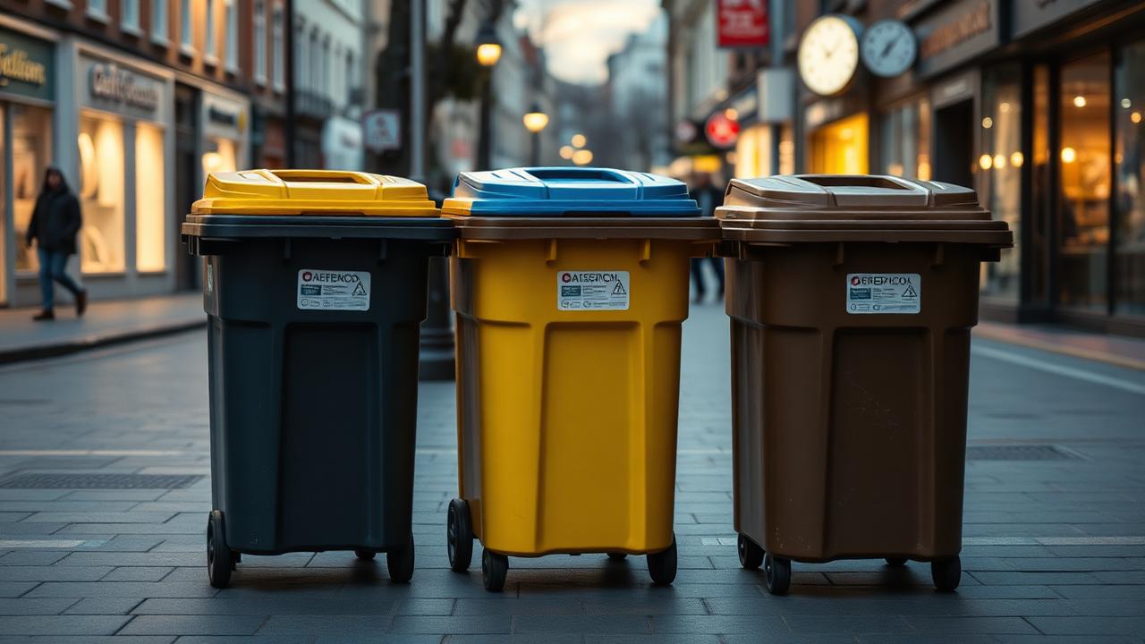 Contedores colocados na rúa peonil a partir das 18:30 horas